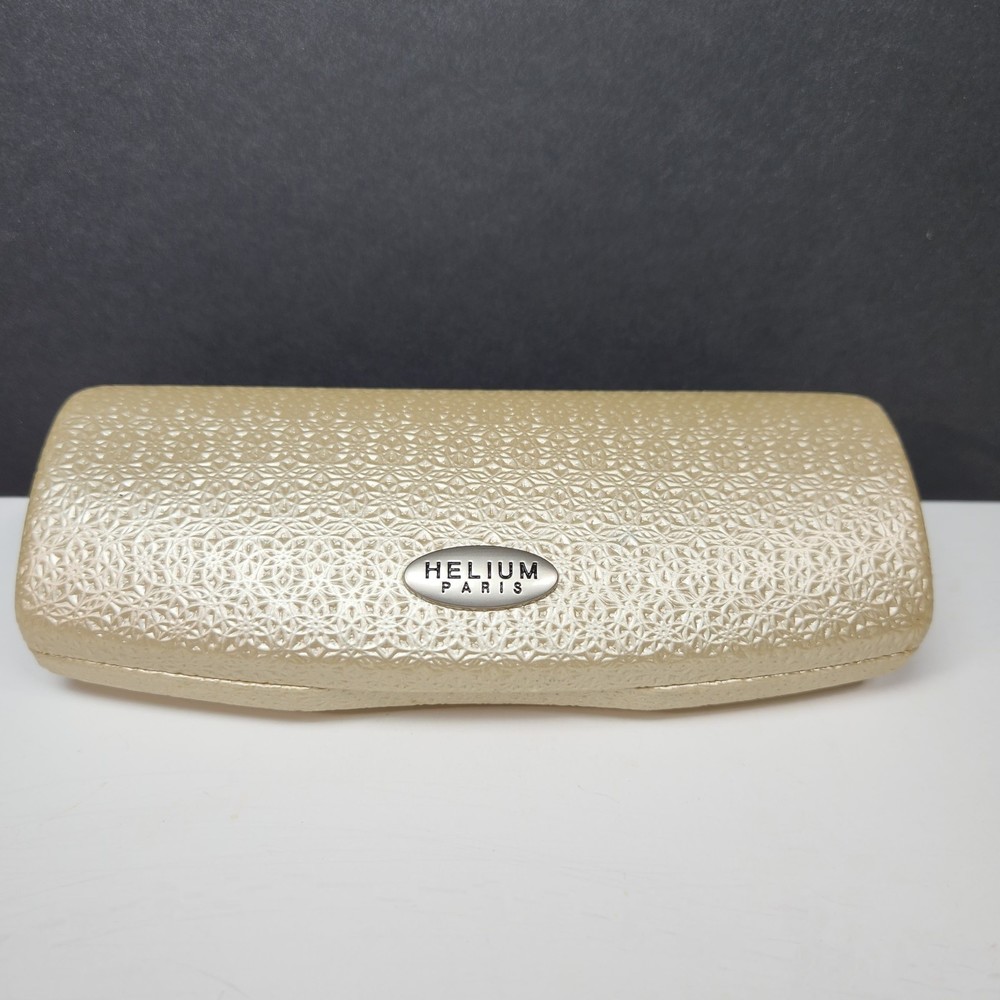 Helium Paris Hard Eyeglass Case Light Gold Textured Vision Accessory